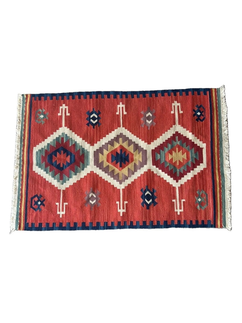 Vintage Kilim Rug Hand Woven Wool Turkish Tribal Geometric Southwestern 25x38 - Picture 14 of 14